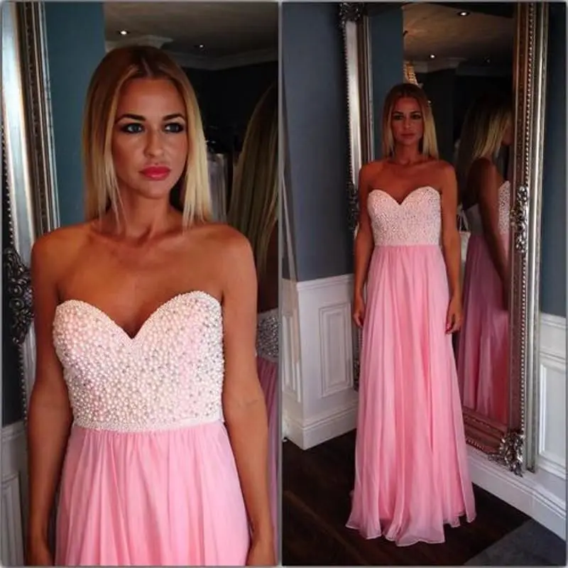 Luxury Long Evening Dresses Beach New Arrival Hot Pink Corset Crystal Chiffon Formal Prom Gowns