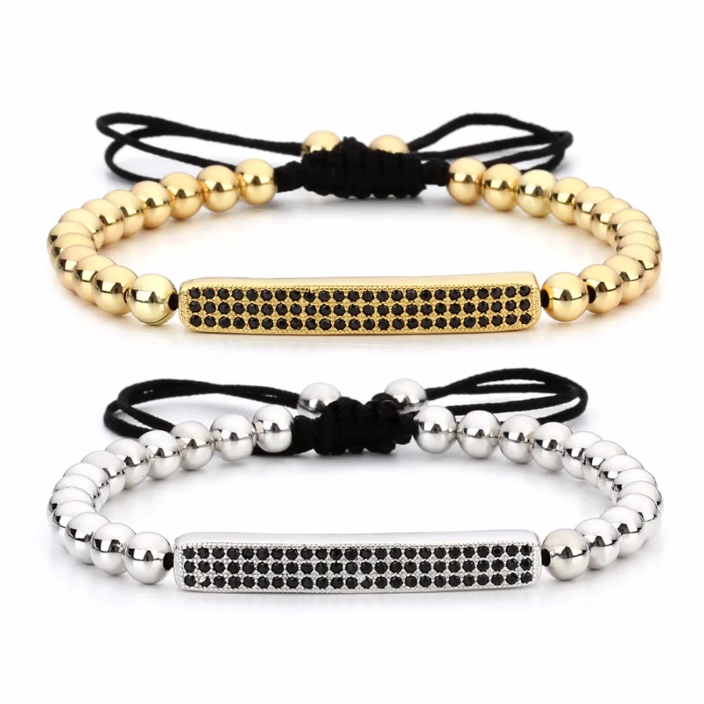 Gold Silver Color Micro Pave Black CZ Zircon Charms Copper Beads