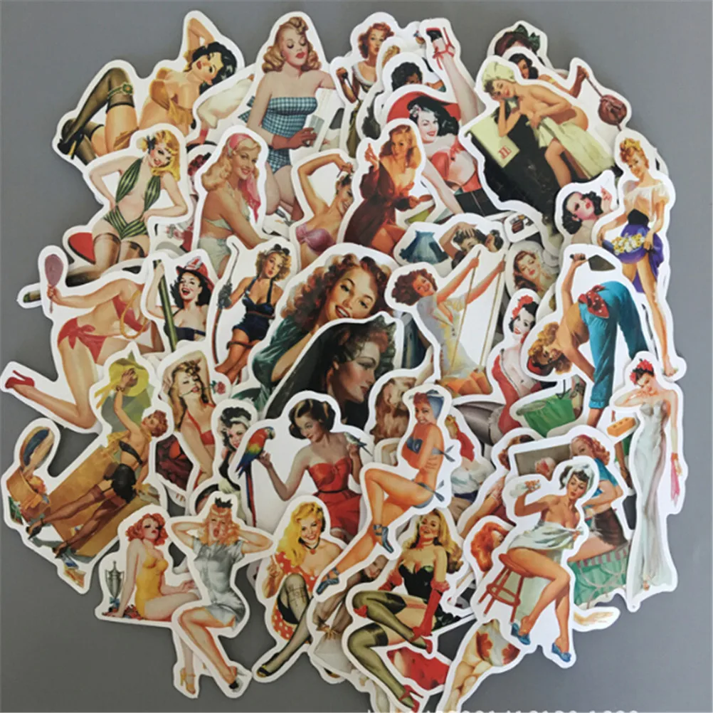 

50Pcs PVC Waterproof Sexy Beauty Girls Stickers For Laptop Motorcycle Skateboard Luggage Decal Office Toy Appliances