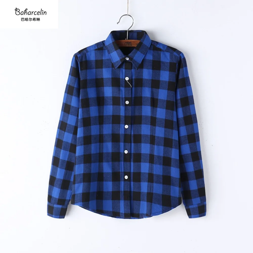 Baharcelin 3XL 4XL 5XL рубашка в клетку Женская хлопковая Повседневная Блузка для отдыха