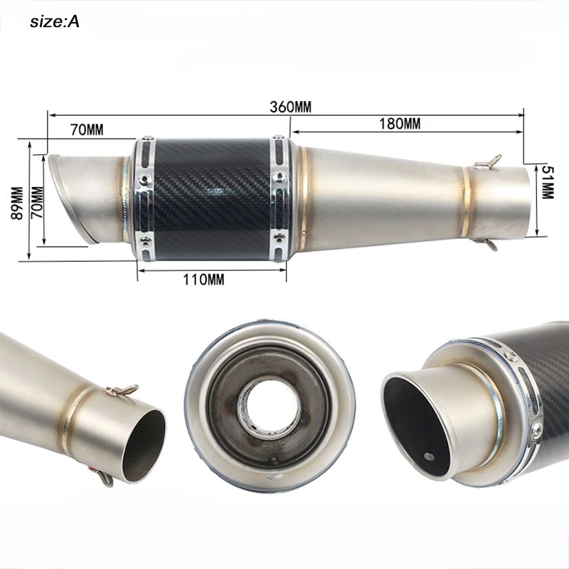 Moto-короткие глушитель соединение трубы 51 мм, система глушителя с DB Killer из нержавеющей стали