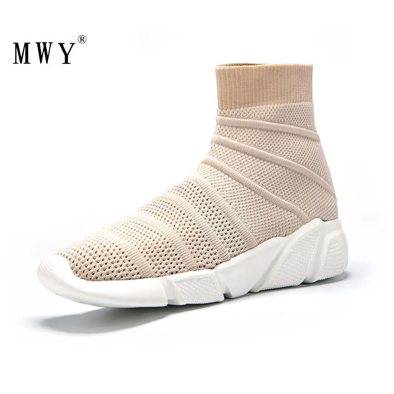 MWY Socks/обувь на плоской подошве; женские кроссовки из дышащего сетчатого материала; zapatillas mujer Deportiva; эластичная повседневная обувь для прогулки