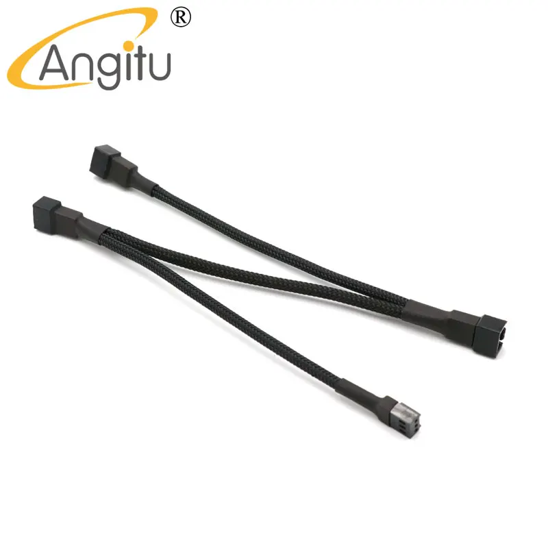 Angitu Cpu 3pin Fan 3way Adapter Black Sleeved Computer Cooling 3pin Male To 3xfemale Splitter