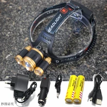 8000 lumens 3XT6 +2*R5 LED Headlight Zoom Head Lamp camping Flashlight led Lanterna Headlamp+Battery/+Ac/Car Charger