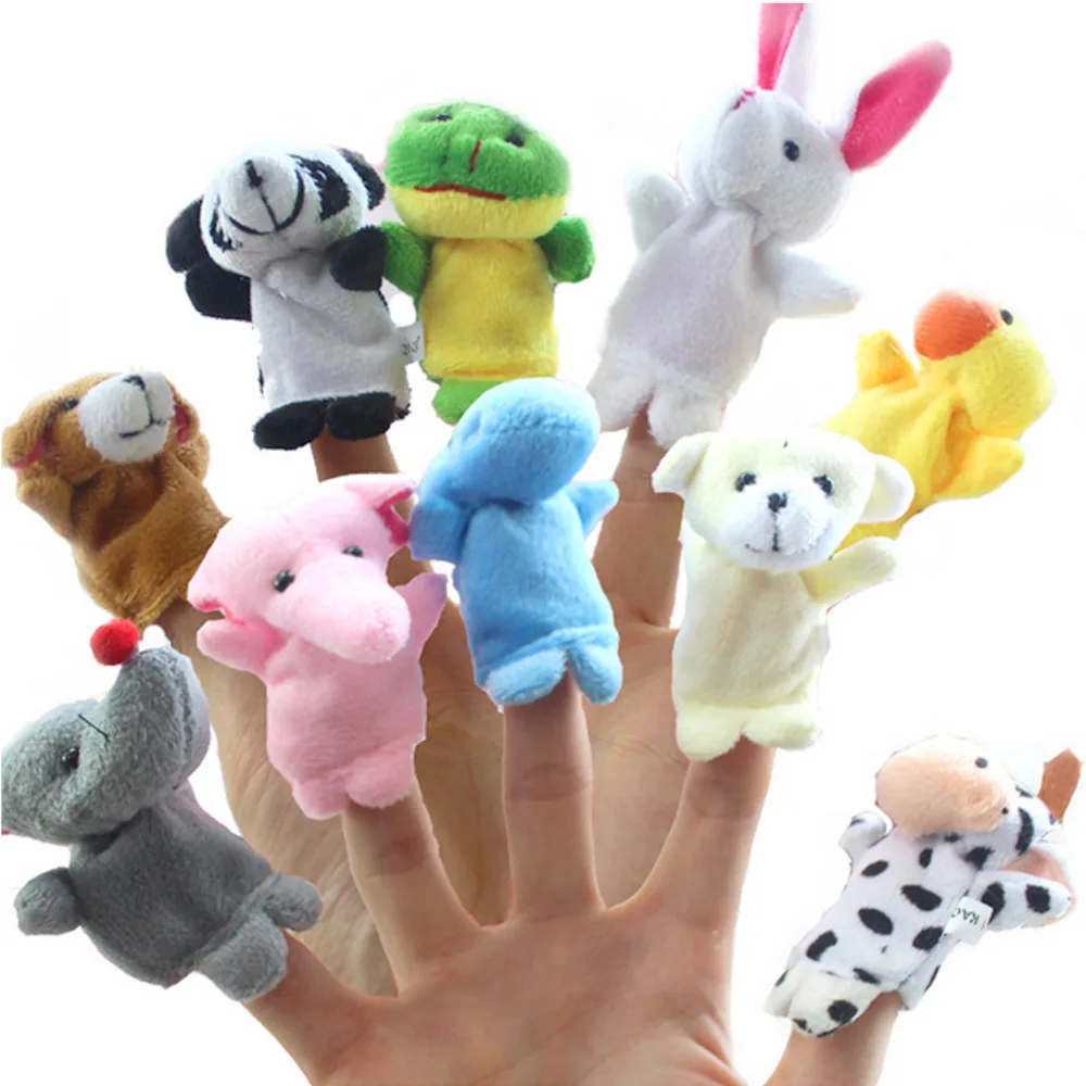Besegad 10pcs Cute Kawaii Finger Puppets Mini Plush Hand Cartoon Animal