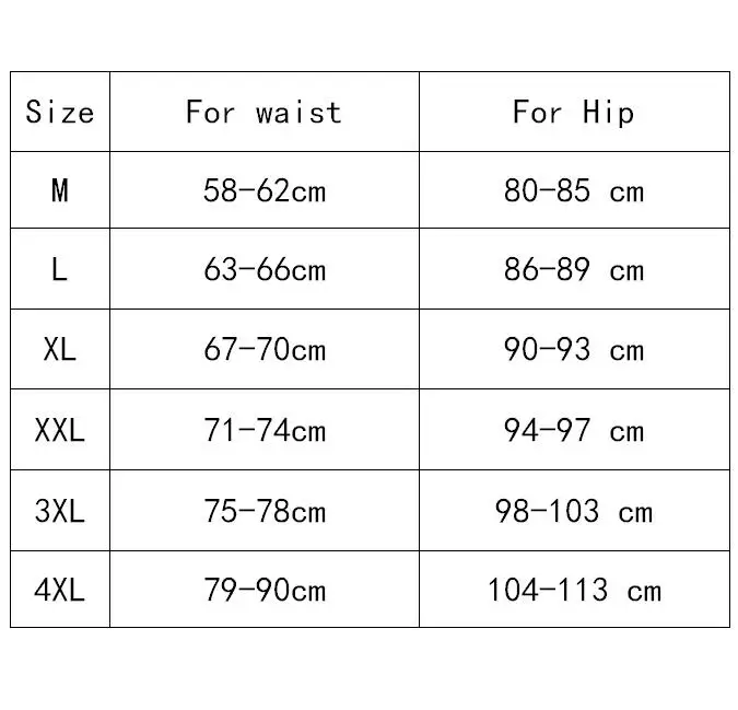 wish size table wu1863