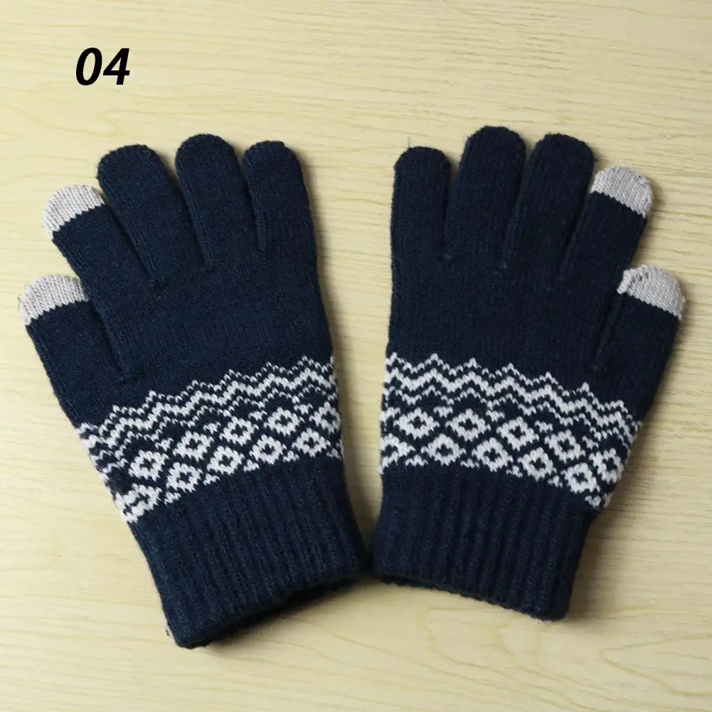 B04 Patchwork Blue Sparsil зимние Новые Волшебные вязаные перчатки с сенсорным экраном, утолщенные перчатки на все пальцы, теплые перчатки, Стрейчевые вязаные варежки для мужчин и женщин - Цвет: B04 Patchwork Blue