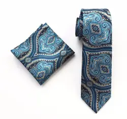 Новый дизайн, модные Для мужчин галстук комплект роскошные Пейсли наборы галстуков с тканый носовой платок паше