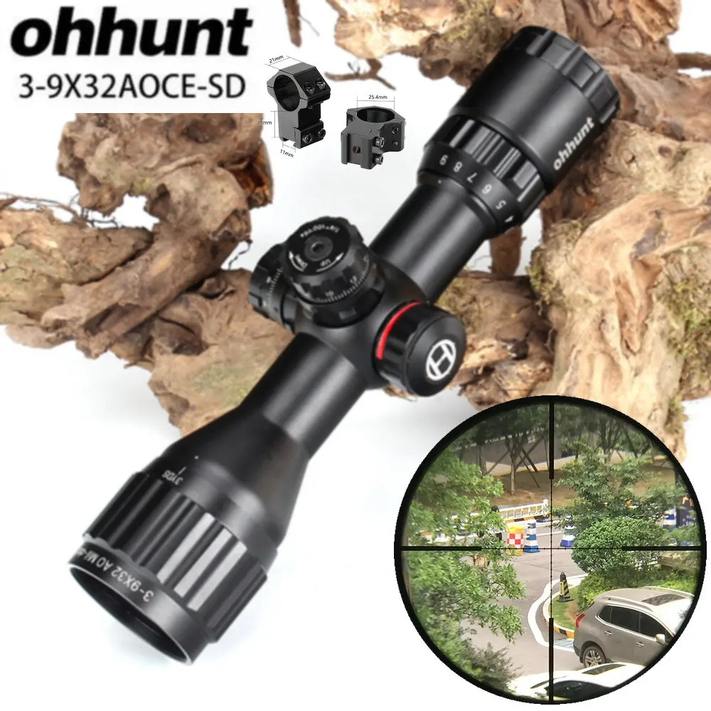 Ohhunt الصيد البصريات 3-9x32 AO المدمجة 1/2 نصف مليون نقطة شبكاني Riflescopes الأبراج قفل مع الشمس الظل التكتيكية بندقية نطاق