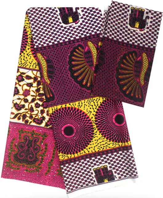 Натуральная шелковая ткань Африканская шелковая восковая шелковая шифоновая ткань 2+ 4 ярдов африканская ткань Дубай кружевная африканская восковая ткань для лоскутных B2-C4 - Цвет: 23