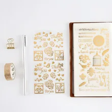 4 sztuk Vintage złota naklejka foliowa scrapbooking słodki kociak ptak świętuj dekoracyjne naklejki na notebooka album szkolne F903