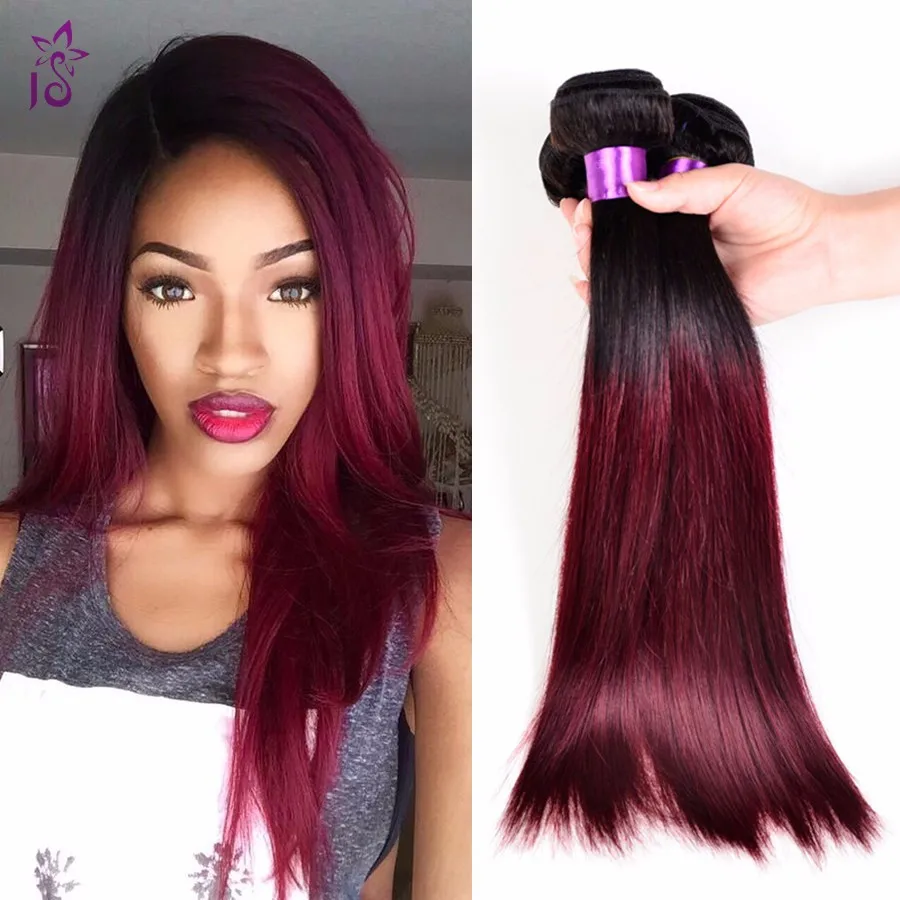 99j Peruvian Straight Virgin Hair Ombre Straight Human Hair Red