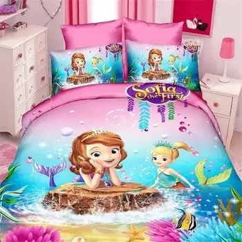 

Cute Disney princess Sophia bedding set single twin sizes for girls bed snow White 3d printed duvet/quilt covers cartoon linens
