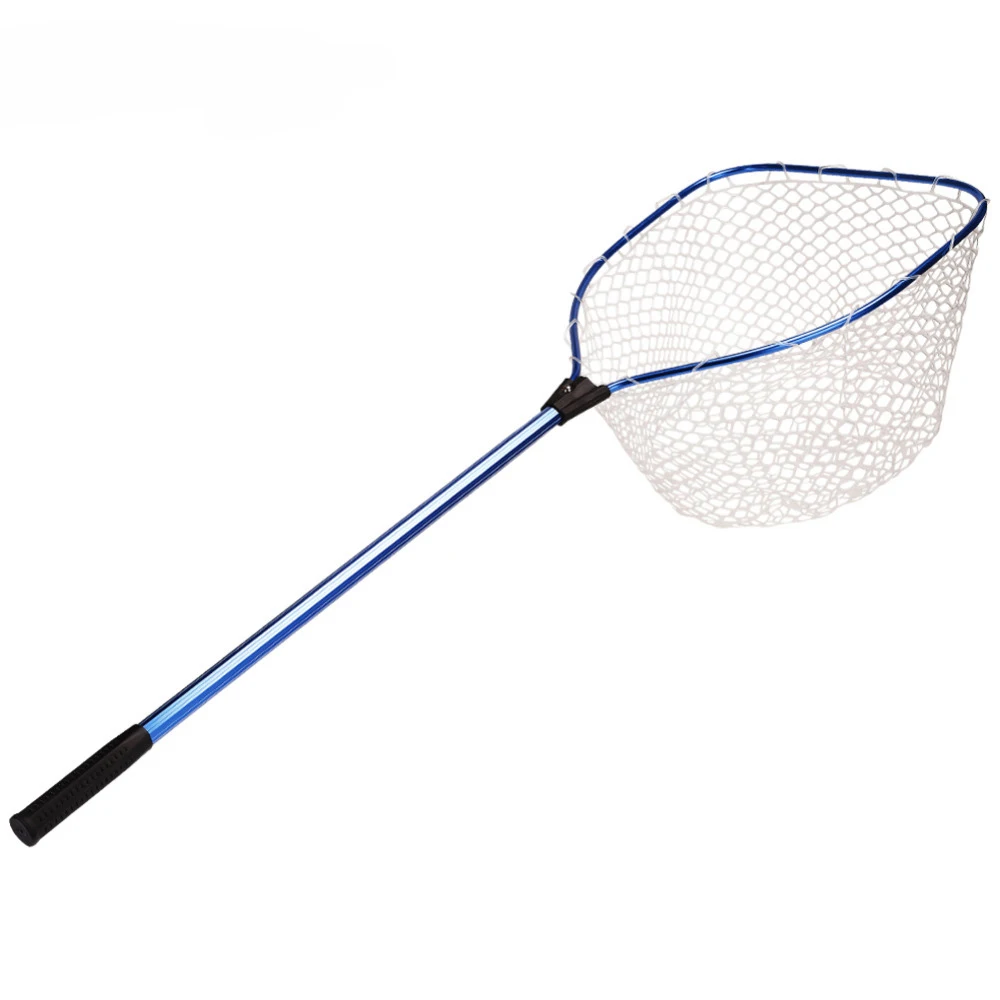 

Sougayilang Fishing Landing Net 130*41 cm Large Mesh Fishing Network ABS Material Blue Telescopic Dip Net Metal Hand Foldable