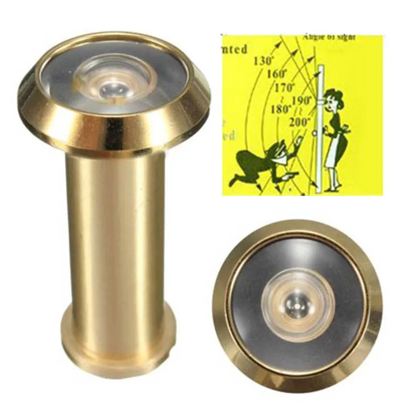 Adjustable Home Security 180 Degree Wide Angle Door Viewer Brass Sight
