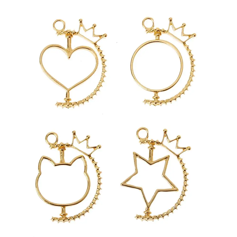 

Rotating Flame UV Resin DIY Keychain Pendant Open Bezel Setting Jewelry Making 2.5 x 2cm