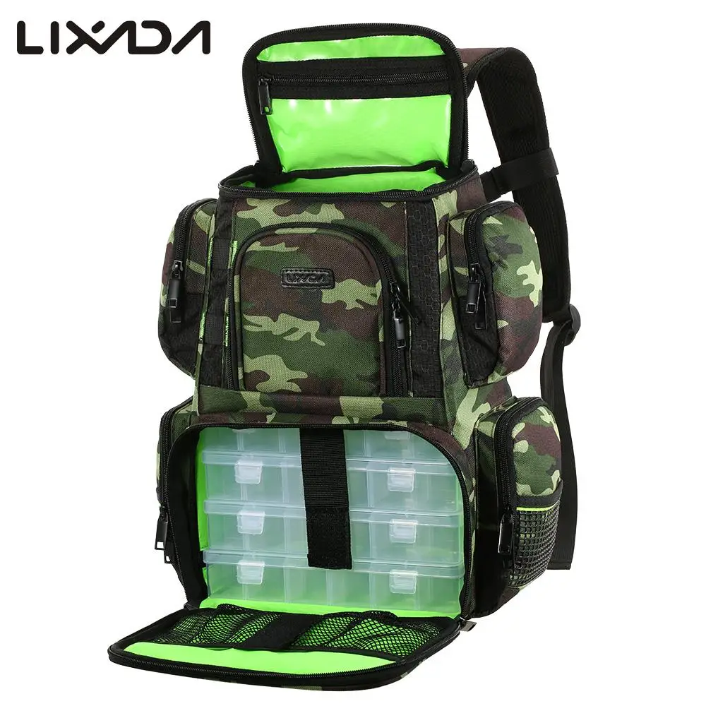 Lixada Fishing Bag Water resistant Fishing Lures Reel Backpack Fish Tackle  Box Storage Bag with Fishing Tackle Boxes Pesca