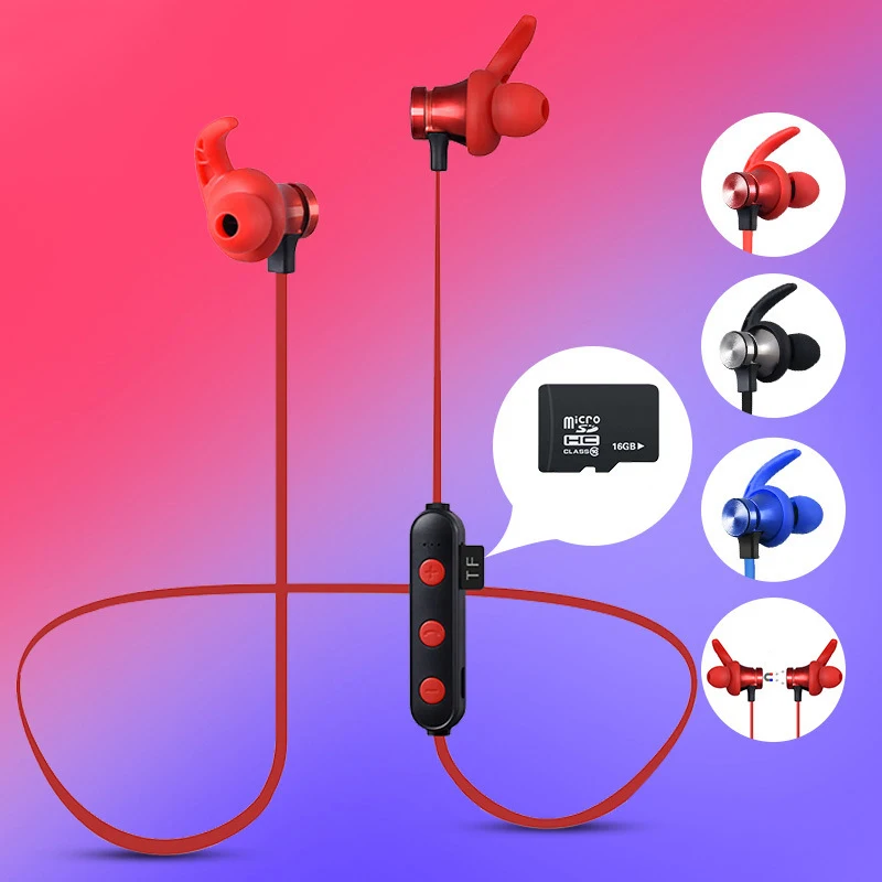 Карта MP3 Bluetooth наушники спортивные мини гарнитура Беспроводной кабель для