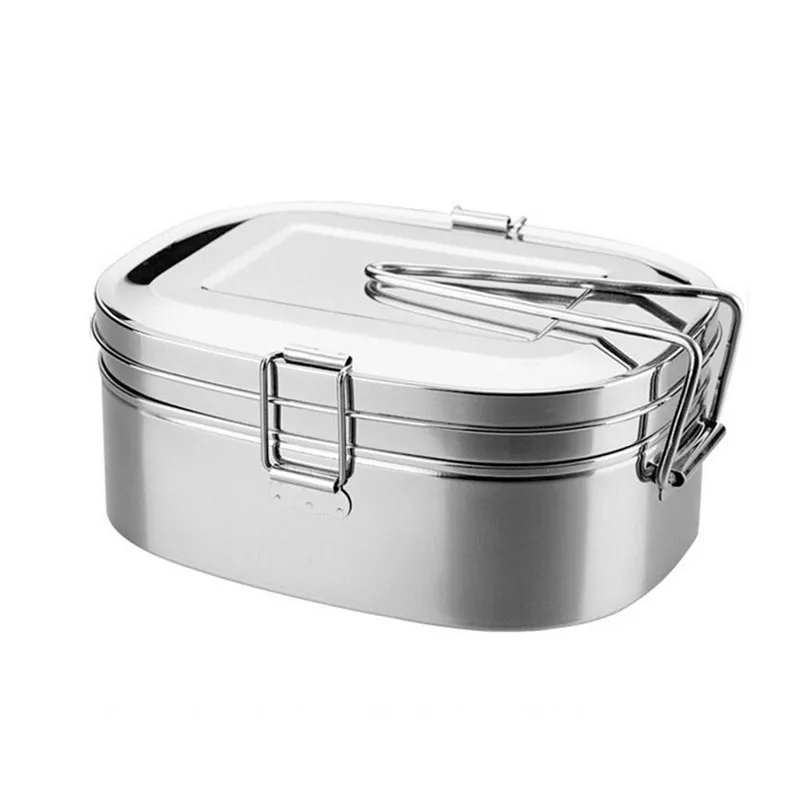 

Stainless Steel Bento Lunch Box Food Container Food Box Portable Lunchbox kitchen rectangle Single / double Bowls