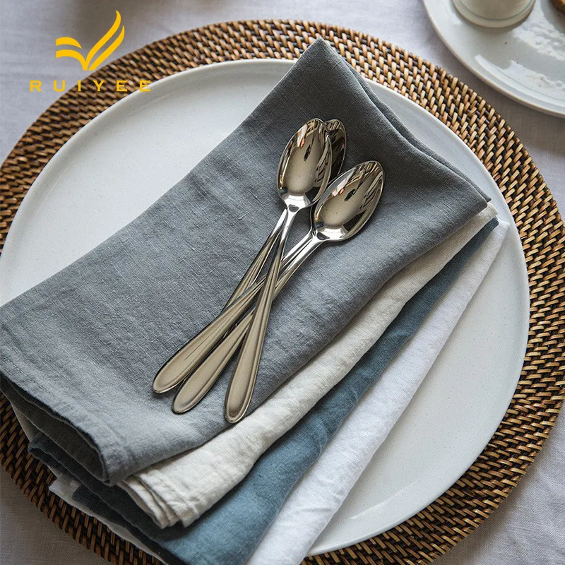 RUIYEE бренд натуральный сплошной цвет место простой современный ткань салфетка на заказ чистый льняная салфетка блюдо чаша коврики