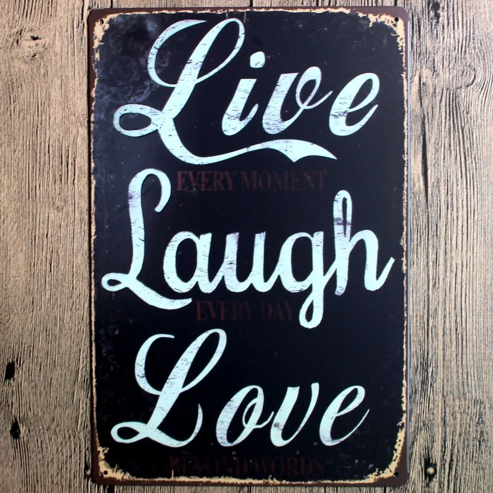 LIVE LAUGH LOVE Printing Metal Plaque PUB Wall Sticker Art ...