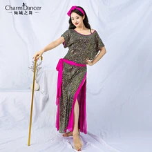 Новинка, женское роскошное платье с блестками для народных танцев, танца живота, балади, Шааби, платье saidi, платье для выступлений, комплект из 4 предметов, ZM252