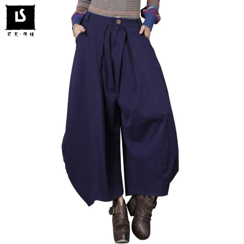 

New Autumn Women Pants Full Length Vintage Solid Soft Loose Wide Leg Pants Women Office casual pants wholesale Ladies Trousers