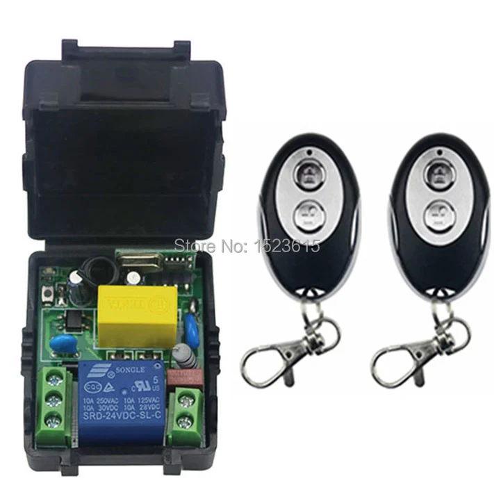 

New AC220V 1CH RF Wireless Mini Switch Relay Receiver +2pcs ellipse shape Transmitters for Appliances Gate Garage Door