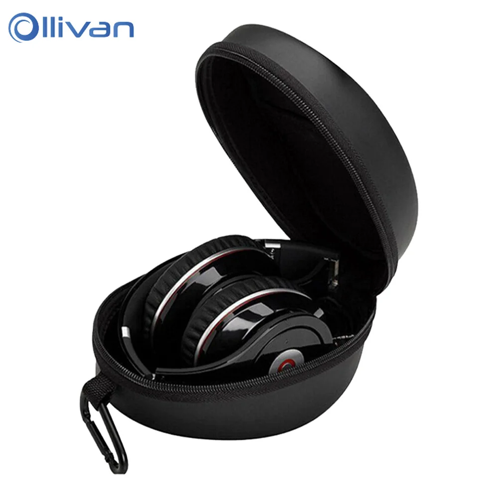

Portable Headphone Bag Bluetooth Headset Storage Zipper Round EVA Carrying Hard Headset box for Big Earphone Headphone Earbud