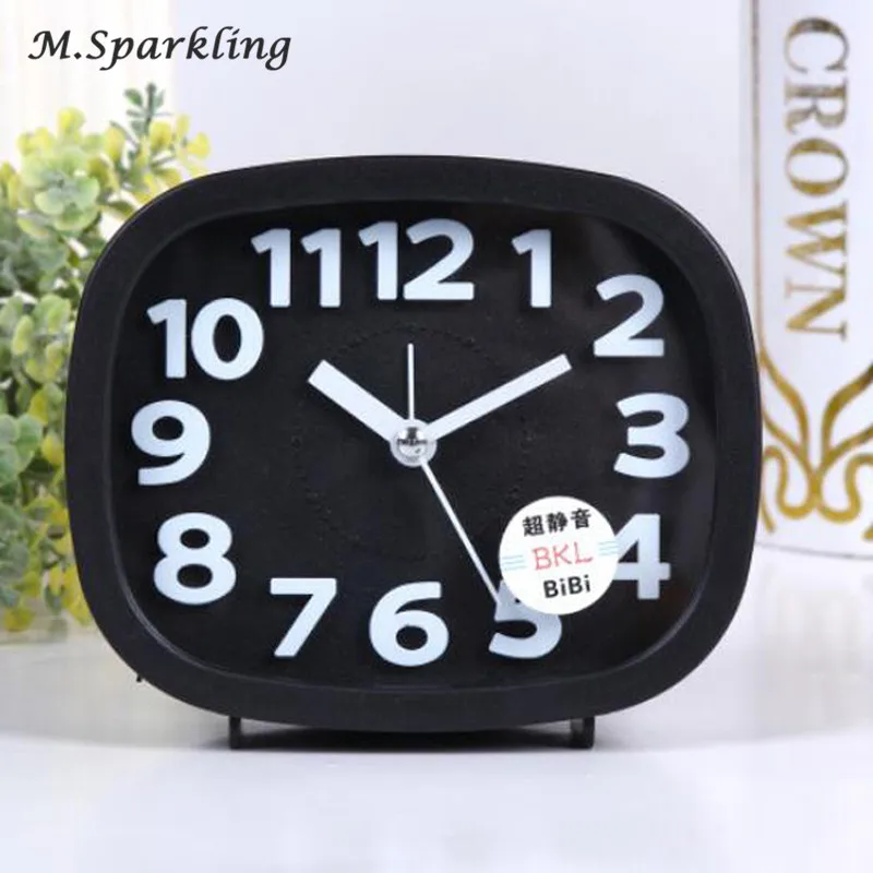 

M.Sparkling alarm clock creative alarm clock Candy color square digital fashion cartoon mute