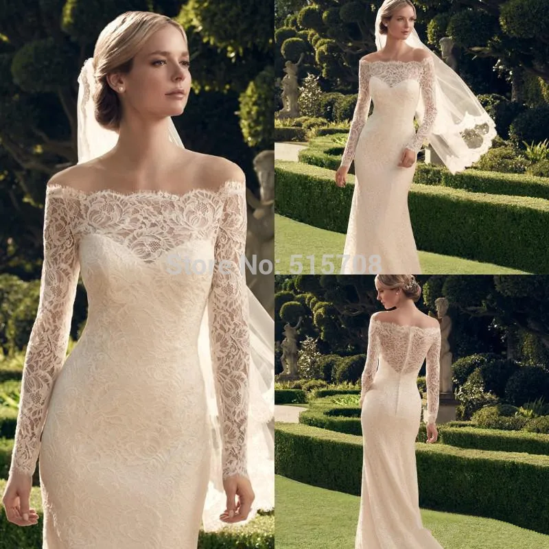Beautiful Lace Wedding Dresses Off The Shoulder Long Sleeves Sweep Beautiful Lace Wedding Dresses Off The Shoulder Long Sleeves Sweep Train New Fashion Garden Gowns Bridal Gown In From Weddings