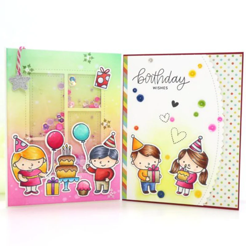 

Birthday Cake Balloon Gifts Box Transparent Clear Silicone Stamp/Seals For DIY Scrapbooking/Decorative Card Making Clear Stamp
