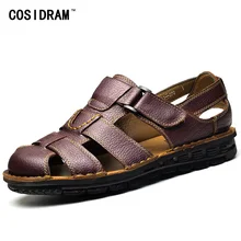 COSIDRAM/Брендовая обувь из натуральной кожи; Новинка года; летние мужские сандалии; модные сандалии; Лидер продаж; пляжная обувь больших размеров для мужчин; SHB-029