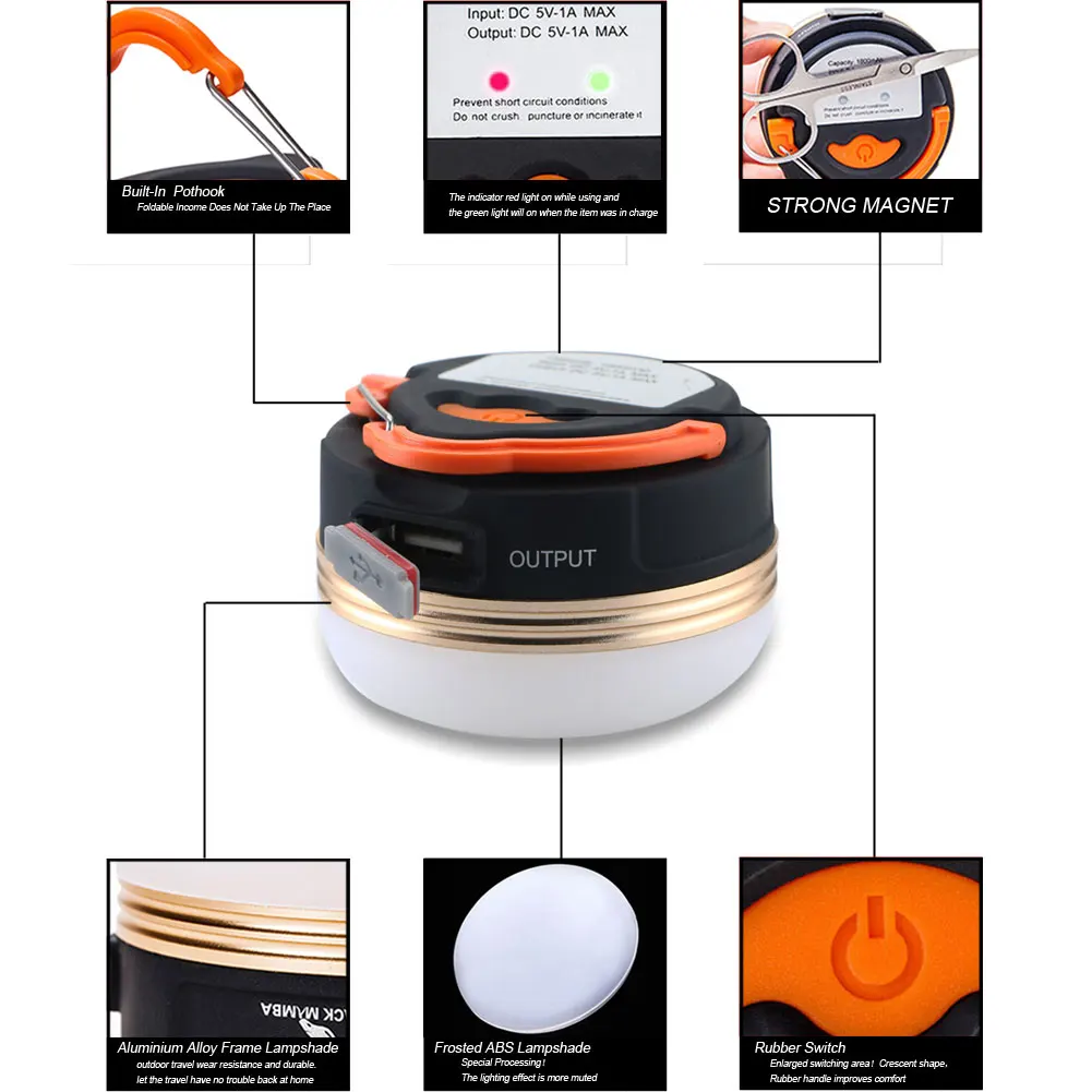 Fish On Tackle Store Portable LED Light Camping Outdoor Tent Umbrella Night Lamp Ultra Bright Rechargeable Glare Light Hiking Lantern 3 Modes Camping Light Apparel & Camping -Fish On Tackle Store Sales HTB16CzXbLfM8KJjSZPfq6zklXXam