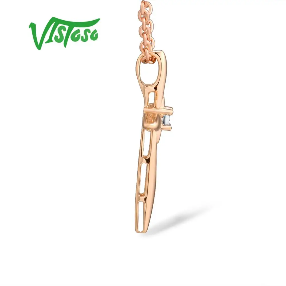 VISTOSO Pure 14K 585 двухцветные Золотые сверкающие иллюзии-набор чудо пластины алмазные подвески для женщин юбилей трендовые ювелирные изделия