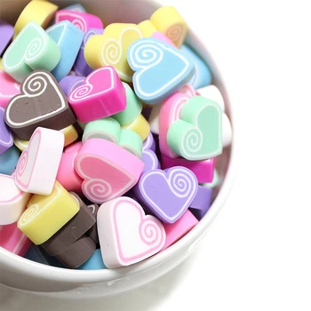 

10Pcs/Lot Peach Heart Candy Slime DIY Accesorios Toy Slime Supplies Filler For Clear Fluffy Slime Gift Toy For Children Adult