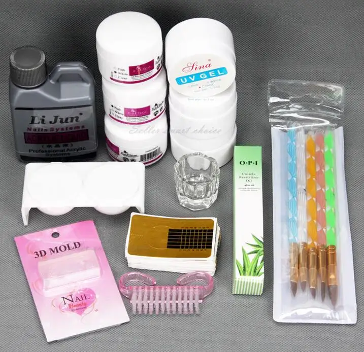 Nail Art Acrylic Powder Liquid : Acrylic powder liquid starter kit nail art set manicure brush dotting