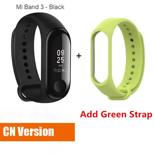 Origina Xiaomi mi Band 3 умный Браслет фитнес-браслет большой сенсорный экран OLED частота сердечных сокращений сообщения Smartband mi Band F2 - Цвет: CN Green Strap