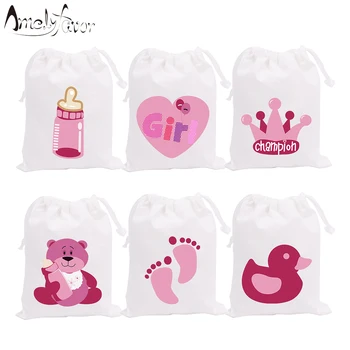 

Girl Baby Shower Theme Party Bags Candy Bags Gift Bags Pink Bear Duck Decorations Grand Event Birthday Party Container Supplies