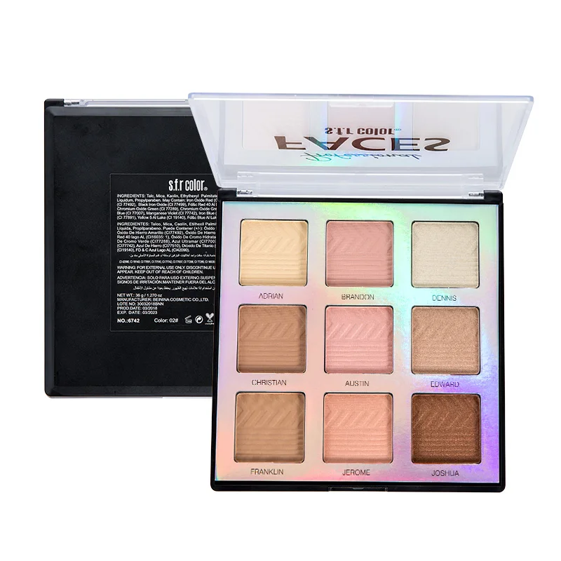 

NEW HOT Shimmer Golden Highlighter Powder Palette Face Base Illuminator Makeup Bronzers Highlight Baking Powder 9 Colors