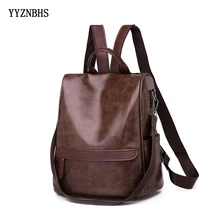 Women Leather Backpacks Vintage Female Shoulder Bag Sac a Dos Travel Backpack Ladies Bagpack Mochilas School Bags For Girls 2019
