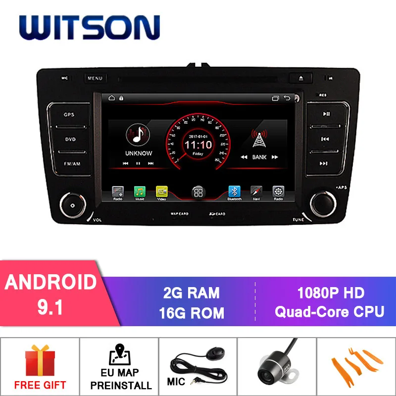 Best WITSON Android 9.1 AUTO CAR RADIO DVD NAVIGATION FOR SKODA OCTAVIA  CAR DVD MIRROR LINK/ 16GB Inand /DVR/DAB/Mirror Link/1080P 0