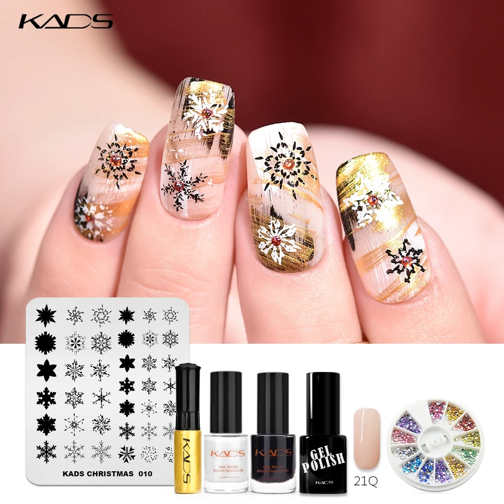 

KADS Nail Stamping Plates Christmas Snowflake Image Stamp Set Nail Design Plate Kit Nail Art Templates Nail DIY Image Plate Set