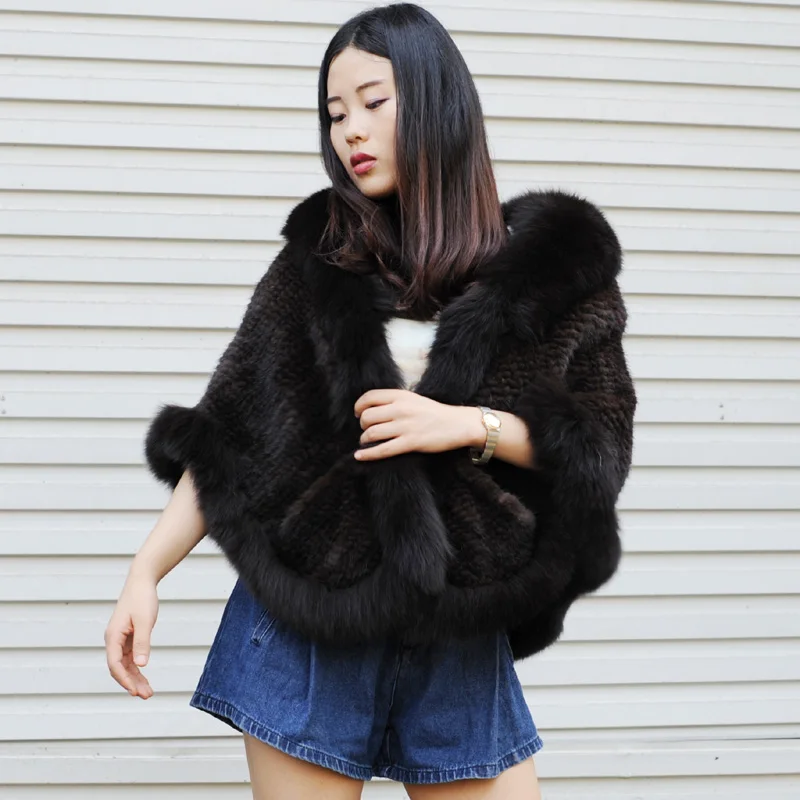 CX B M 99E большой бренд Fox Fur Trim Новая мода зима женская натуральная Вязаная Шаль из