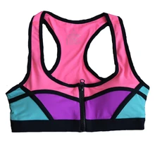 2016 Sexy Lady Breathable Fitness Yoga Bra Summer Zipper Sports Bra Shockproof Push Up Tank Top Workout Short Vest For Women