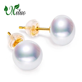 

MITUO 18k gold earrings gold jewelry,Antiallergic 18K Gold For Women Fashion gold earrings for love pearl earrings Accessories