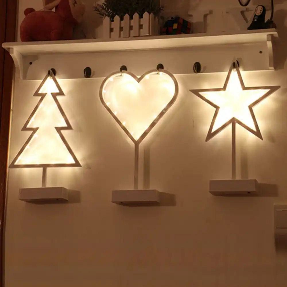 Led Star Love Night Light Led Romantic Heart Christmas Tree