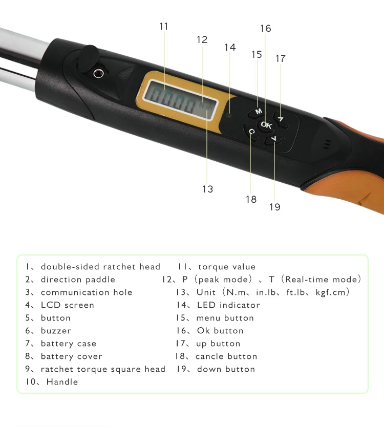 Aliyiqi 135N. m 1/2 Цифровой Динамометрический ключ AWG4-135 двунаправленная трещотка головка 36 зубов Высокая точность 2% высокое качество инструменты