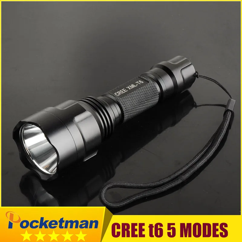 

2018 new Super Bright C8 XM-L T6 5-Mode Camping Led Flashlight Torch Light Lamp for 1*18650 battery