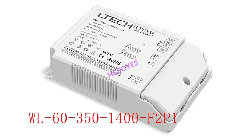 

LTECH WL-60-350-1400-F2P1 60W 350-1400mA Constant Current RF Dimming Power Supply LED Driver 150-500mA(100-240Vac,140-340Vdc)